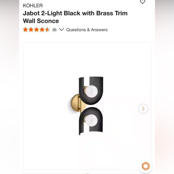 Kohler Jabot 2-Light Wall Sconce Black Brass Trim Modern Vanity Light NIB